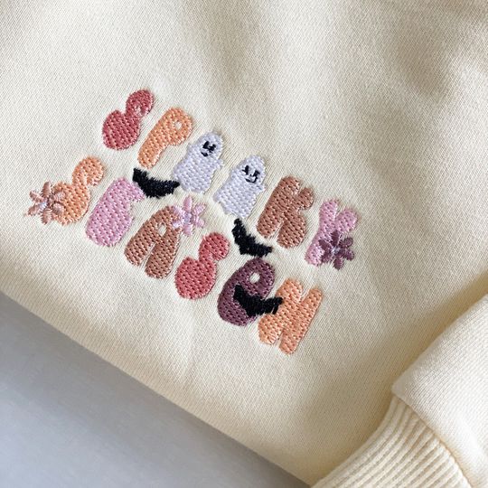 Spooky Season Embroidery, Embroidered Halloween Girls Sweatshirt, Fall Toddler Sweatshirt