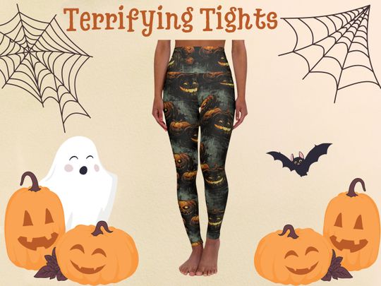 Halloween Leggings, halloween costume, fall, spooky season, tights, yoga pants, cute ghost, retro halloween, pumpkin, witch, spider, haunted