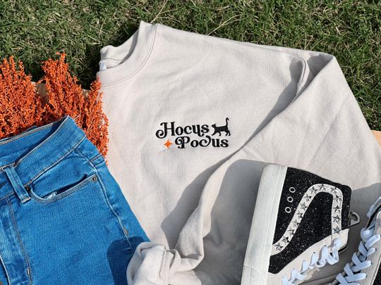 Hocus Pocus Sanderson Sisters Halloween Embroidered Crewneck Sweatshirt