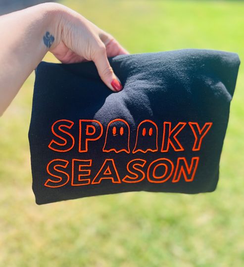 Spooky Season Embroidered Sweatshirt, Crewneck Sweatshirt