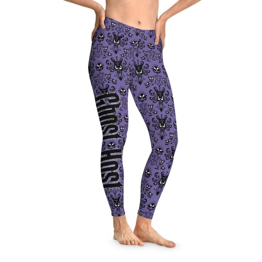 Ghost Host, Haunted Mansion Wallpaper Leggings | Halloween legging Yoga Pants | Kawaii Clothes | Halloween Gift For Women