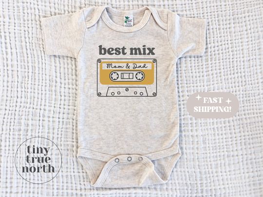 The Perfect Mix Baby One Piece - Retro Cassette Bodysuit - I Love My Mom & Dad Baby Bodysuit - Cute Baby Gift - Baby Shower Gift