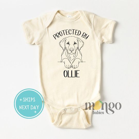 Custom Baby Onesies Brand Protected By Custom Dog Name Custom Cat Name Gift for Newborn Gift