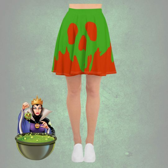 Womens Disney poison apple Skirt, Evil Queen Women's Skirt | Halloween Skater Skirt | Cosplay Costume | Halloween Gift For Women