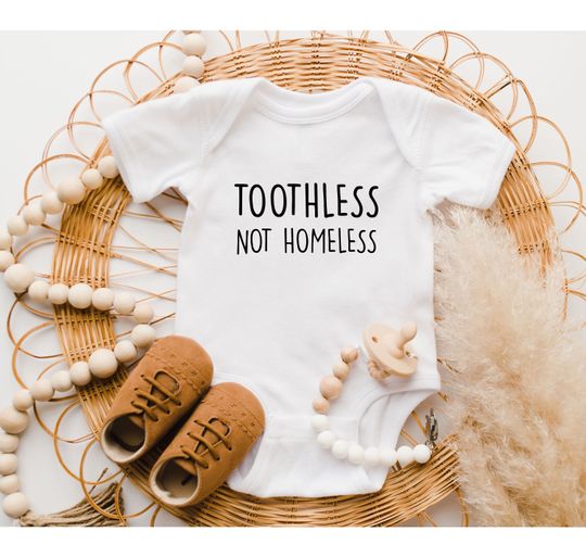 Funny Baby Onesie, Baby Shower Gift, Baby Announcement, Toothless Not Homeless Bodysuit, Funny Baby Clothes, Funny Baby, Baby Gift