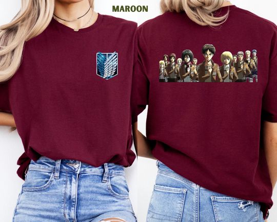 AO Titan Survey Corps T-Shirt - Epic Anime Design Featuring Eren, Mikasa, Armin, and Levi - Perfect for Fans of the Legendary Series