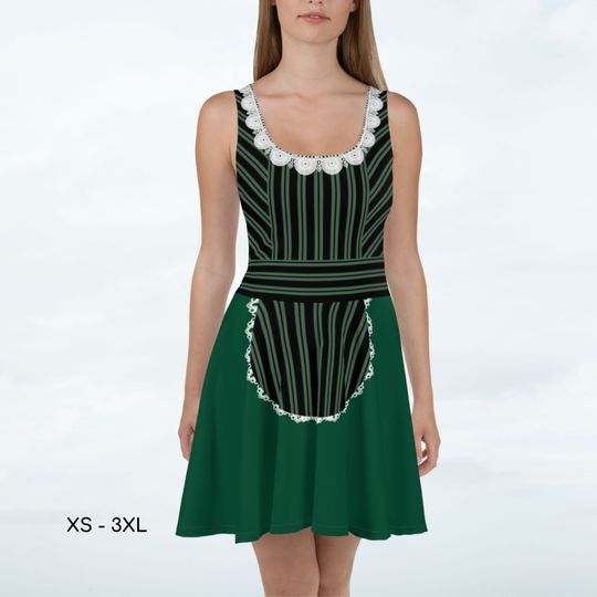 Haunted Mansion Maid Skater dress Green Dress Halloween Dress Cosplay Outfit Gift for Her Harajuku Birthday Present Birthday Party