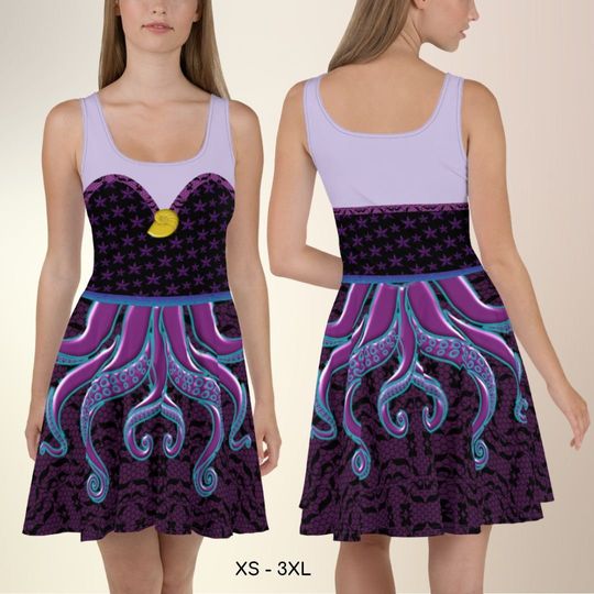 Ursula Skater Dress Ursula Villain Adult Halloween Costume Running Costume Half Marathon Dress Cosplay Villain Mermaid Theme Birthday Party