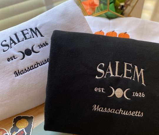 Salem Massachusetts Embroidered Sweatshirt | Fall Sweater | Halloween Crewneck