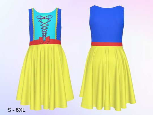 Snow White Girls Skater Dress, Girls Princess Dress, Gift for Daughter, Gift for Her, Birthday Gift, Halloween Costumes, Halloween, Cosplay