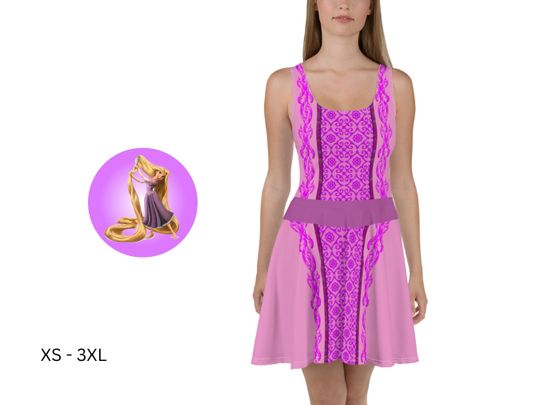 Rapunzel Tangled Skater Dress Women's Dresses Halloween Princess Gift for Her Birthday Gift Party Cosplay