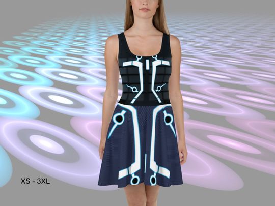 Tron Legacy Tron Ride Skater Dress Adult Halloween Costume Running Costume Half Marathon Cosplay Dress Birthay Theme Party