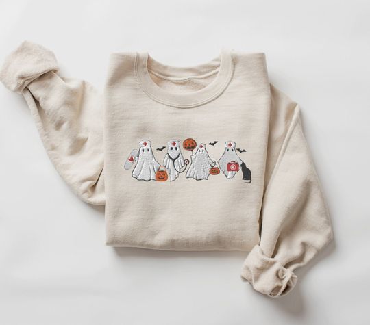 EMBROIDERED Halloween Nurse sweatshirt , Halloween NICU nurse shirt