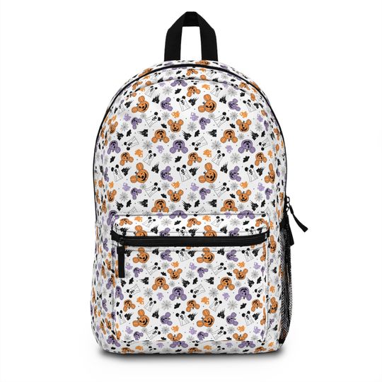 Halloween Disney Backpack, Mickey Pumpkins Computer Bag, Disney Pumpkins Backpack, Halloween Disney Park Bag, White Halloween Backpack