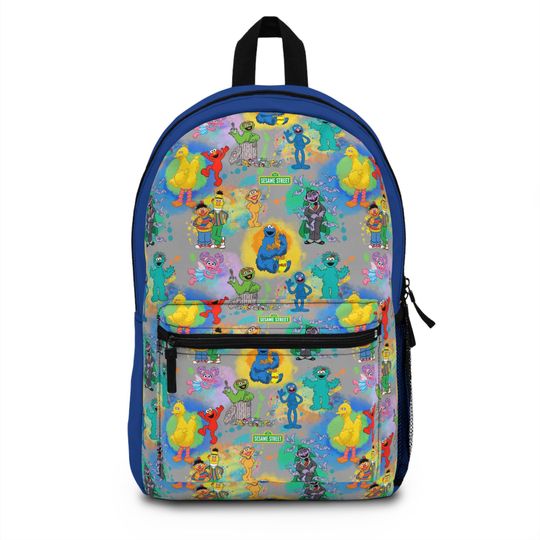 Adorable Sesame Street Backpack with Paint Splatter, Colorful Sesame Street Characters Kids School Bag, Sesame Street Inspired Paint Splatter