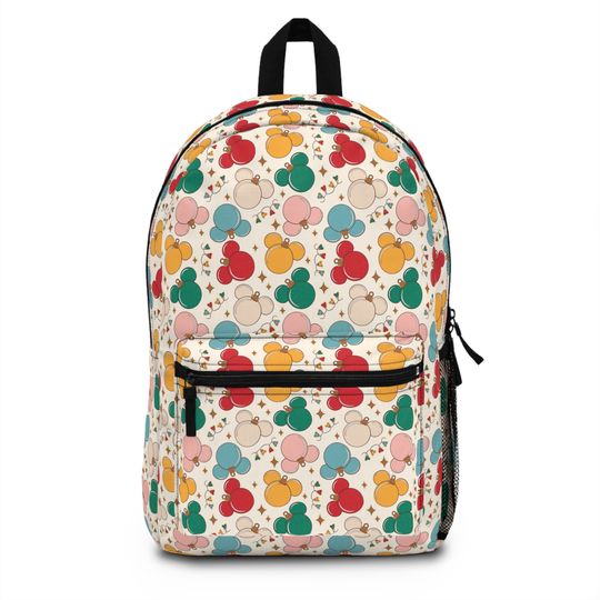 Mickey Heads Christmas Baubles Backpack, Festive Travel Bag for the Holidays Festive Travel Backpack
