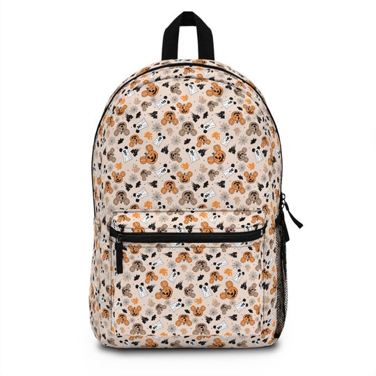 Halloween Disney Backpack, Mickey Pumpkins Computer Bag, Disney Pumpkins Backpack, Halloween Disney Park Bag Cream Halloween Backpack