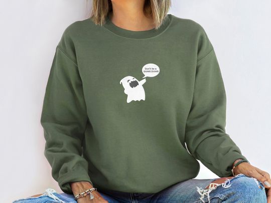 Funny Halloween Sweatshirt, Embroidered Comfort Colors Halloween Ghost Crewneck