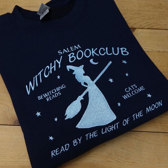 Witch BookClub embroidered sweater - Halloween bookish crewneck hoodie