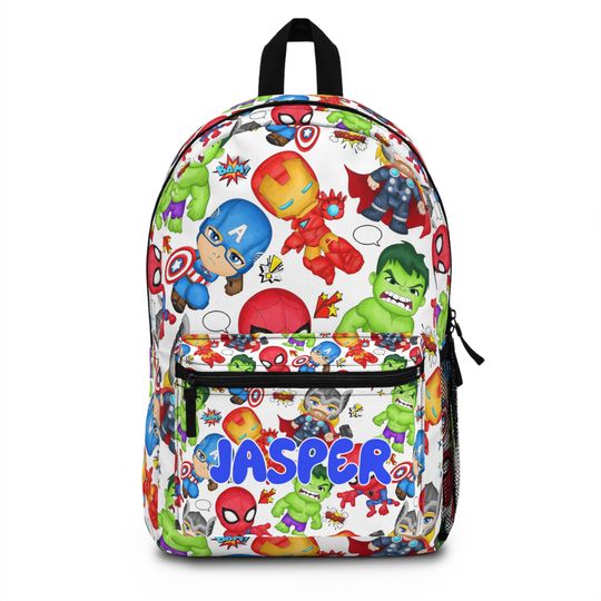 Super Hero Character Personalize Backpack, Back To School Custom Kids Backpack