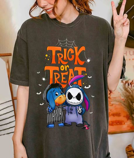 Disney Jack Skellington And Eeyore Halloween Cosplay Shirt, Nightmare Before Christmas Tee
