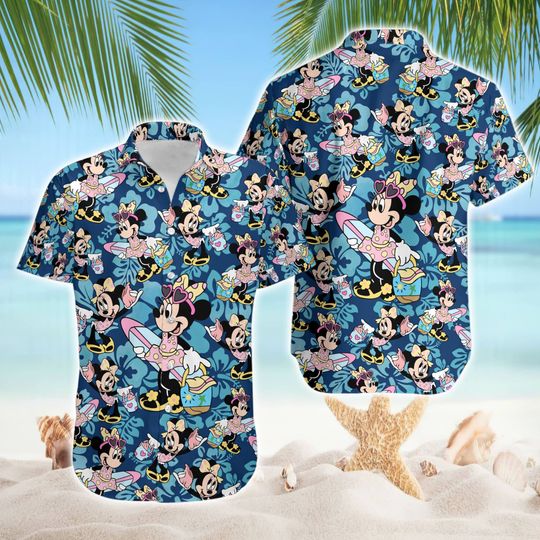 Minnie Mouse Floral Hawaii Shirt, Minnie Tropical Summer Trip All Over Print Button Up Shirt