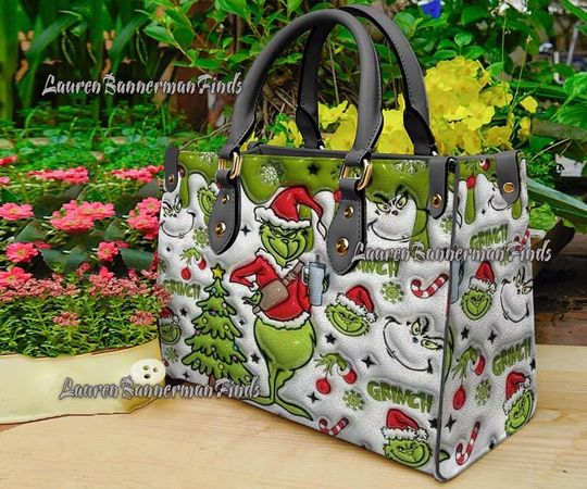 funny character Christmas Leather Bag, funny character Lover's Handbag, Woman Handbag, Shopping Bag, Chrismas Gifts