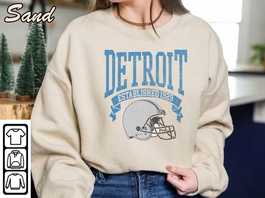 Vintage Detroit Football Sweatshirt | Vintage Style Detroit Football Crewneck Sweatshirt | Detroit Sweatshirt | Sunday Football