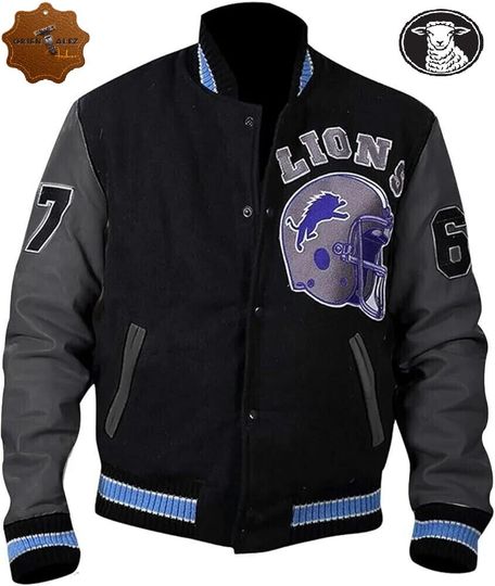 Beverly Hills Cop Eddie Murphy Axel Foley Detroit Lions Printed Varsity Jacket