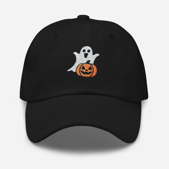 Embroidered Halloween Spirit Dad Hat: Ghost and Pumpkin Edition Holiday Hat Spooky Hat