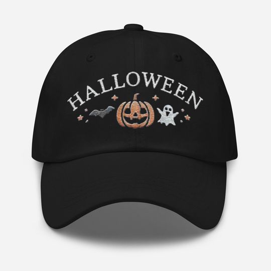 Embroidered Halloween Spirit Dad Hat Ghost and Pumpkin Edition Cute Ghost Hat Pumpkin Holiday Spooky Vibes