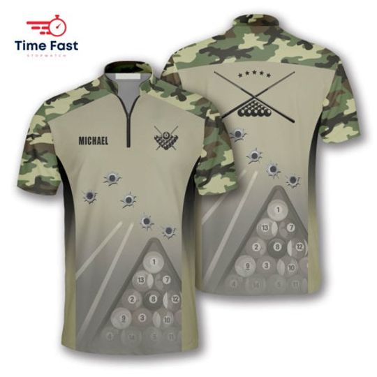 Camouflage Gun Holes Custom Billiard Jerseys for Men