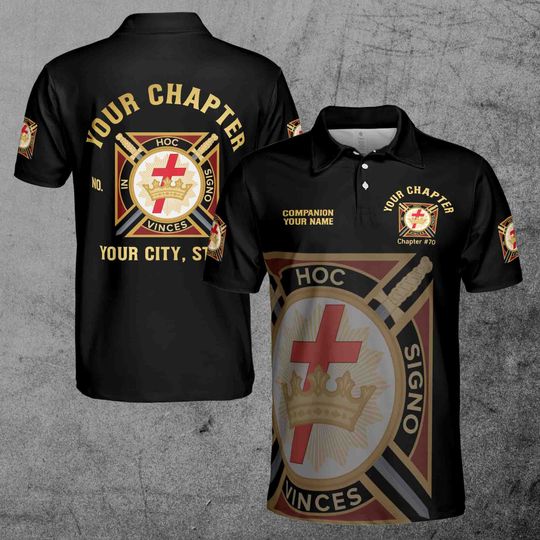 Customize Name Chapter Masonic Knights Templar Freemasonry Men's Polo Shirt