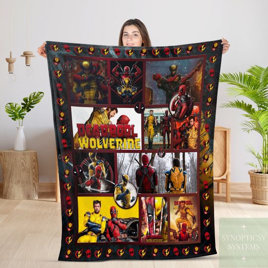 Marvel Dead Pool and Wolverine Blanket, Fleece Blanket Wolverine and Dead Pool, Marvel's new Movie 2024, Superhero Blanket, X-Men wolverine