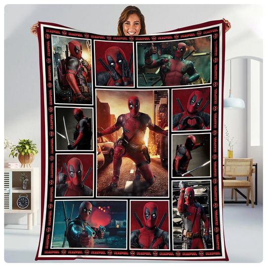 Deadpool 3 Blanket, Deadpool 2024 Movie Blanket, Deadpool Wolverine Blanket, Deadpool Ryan Reynolds Gift, Fleece Blanket For Bed Couch Sofa