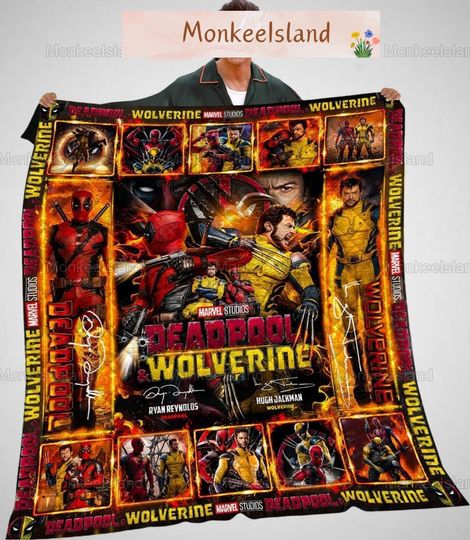 Halloween Deadpool And Wolverine Quilt, Marvel Deadpool Quilt Pattern, Wolverine Modern Quilt, Deadpool 3 Movie Quilt, Funny Superhero Gift