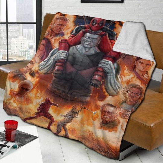Custom Name Blanket Marvel Deadpool and Colossus Personalized Blankets Birthday Gift
