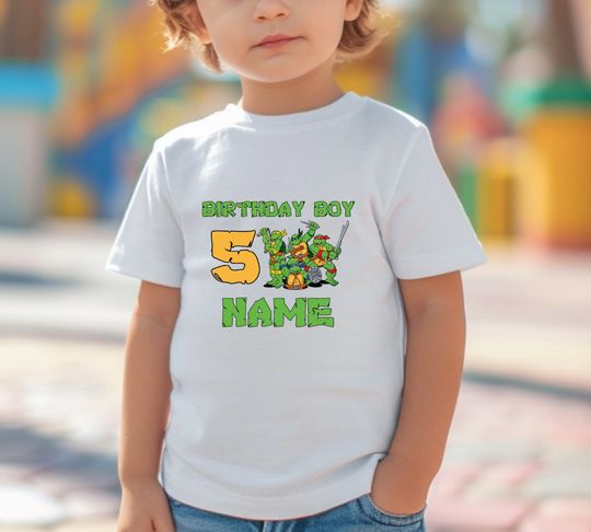 Custom Turtles Birthday Boy Navy Shirt,Custom Turtle Birthday Party Shirts,Turtles Matching Tee,Anime Boy Tee,Green Turtles Shirt