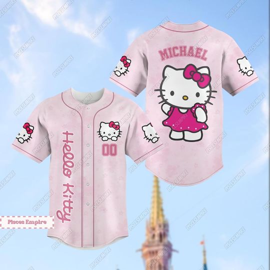 Hello Kitty Baseball Shirt, Hello Kitty Jersey Shirt, Custom Kitty Cat Shirt, Cute Cat Shirt, My Melody Shirt, Hello Kitty Cat Shirt
