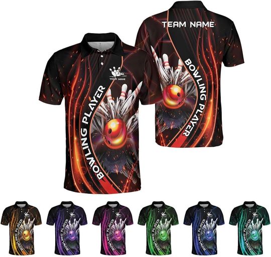 Personalized Bowling Polo Shirt 3D, Bowling Polo Shirts for Team, Bowling Shirt Unisex for Men Women, Bowling Polo Shirts for Men, Bowling