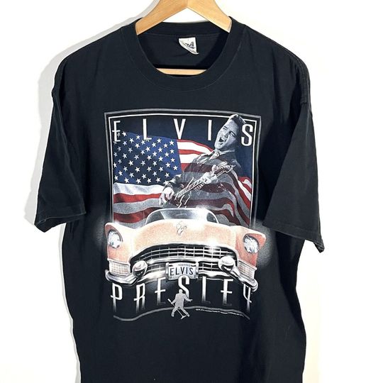 VTG 2000s Elvis Presley Cadillac Graphic T-shirt Anvil Size XL