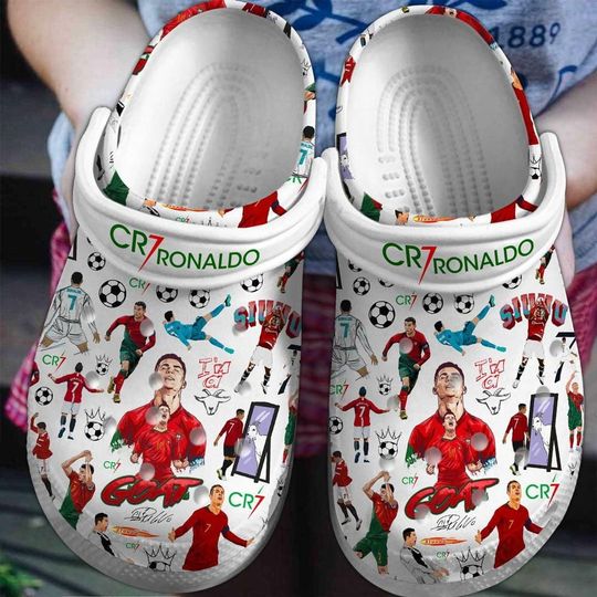 Portugal 2024 Away Ronaldo Kids Soccer Uniform Clogs, Clogs Shoes Comfortable For Men Women and Kids