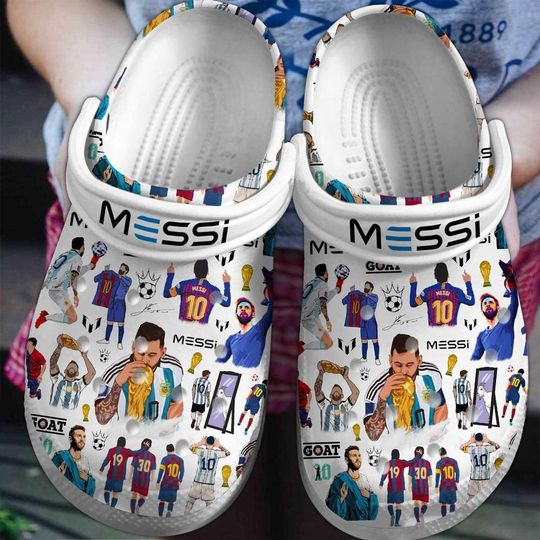 Lionel Messi SIGNED Barcelona HOME 19/20 Signature Clogs/Crocs+ COA, Personalized Gift For Birthday Clogs Shoes