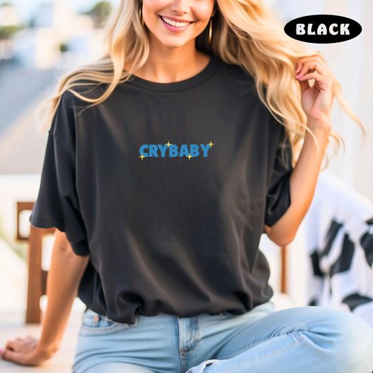 Embroidered Crybaby 90s Graphic T-Shirt, Cry Baby Shirt, Funny Dark Humor Shirt, Crybaby Weirdcore Tee, Aesthetic Shirt, Gift For Girlfriend