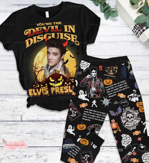 Elvis Presley Pajamas Set, Elvis Presley Shirt, Elvis Presley Holiday Pajamas, Elvis Bridesmaid Pajama, Elvis Presley Halloween Pajamas