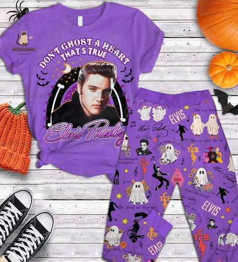 Elvis Presley Pajamas Set, Elvis Presley Shirt, Elvis Presley Holiday Pajamas, Elvis King Halloween Pajamas, Gift For Elvis Fan