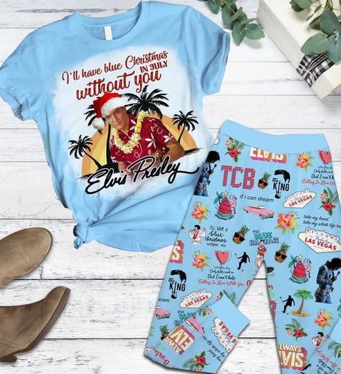 Elvis Pajamas/Elvis Presley Holiday Pajamas/Elvis Presley Christmas Pajamas/Elvis Presley Pajamas Set/Elvis King Set Of Pajamas/Elvis Lovers