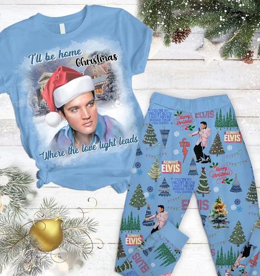 Elvis Presley Christmas Pajamas/Elvis Presley Pajamas Set/Elvis Presley Holiday Pajamas/Elvis Pajamas/Elvis King Set Of Pajamas/Elvis Lovers