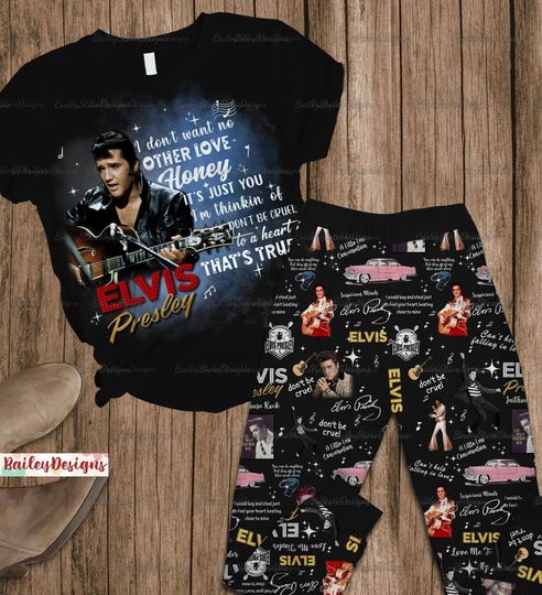 Elvis Presley Pajamas Set, Elvis Presley Shirt, Elvis Presley Holiday Pajamas, Elvis Bridesmaid Pajamas, Elvis King Holiday Pajamas