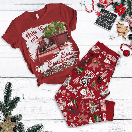 Elvis Presley Holiday Pajamas/Elvis Presley Christmas Pajamas/Elvis Presley Pajamas Set/Elvis Pajamas/Elvis King Set Of Pajamas/Elvis Lovers